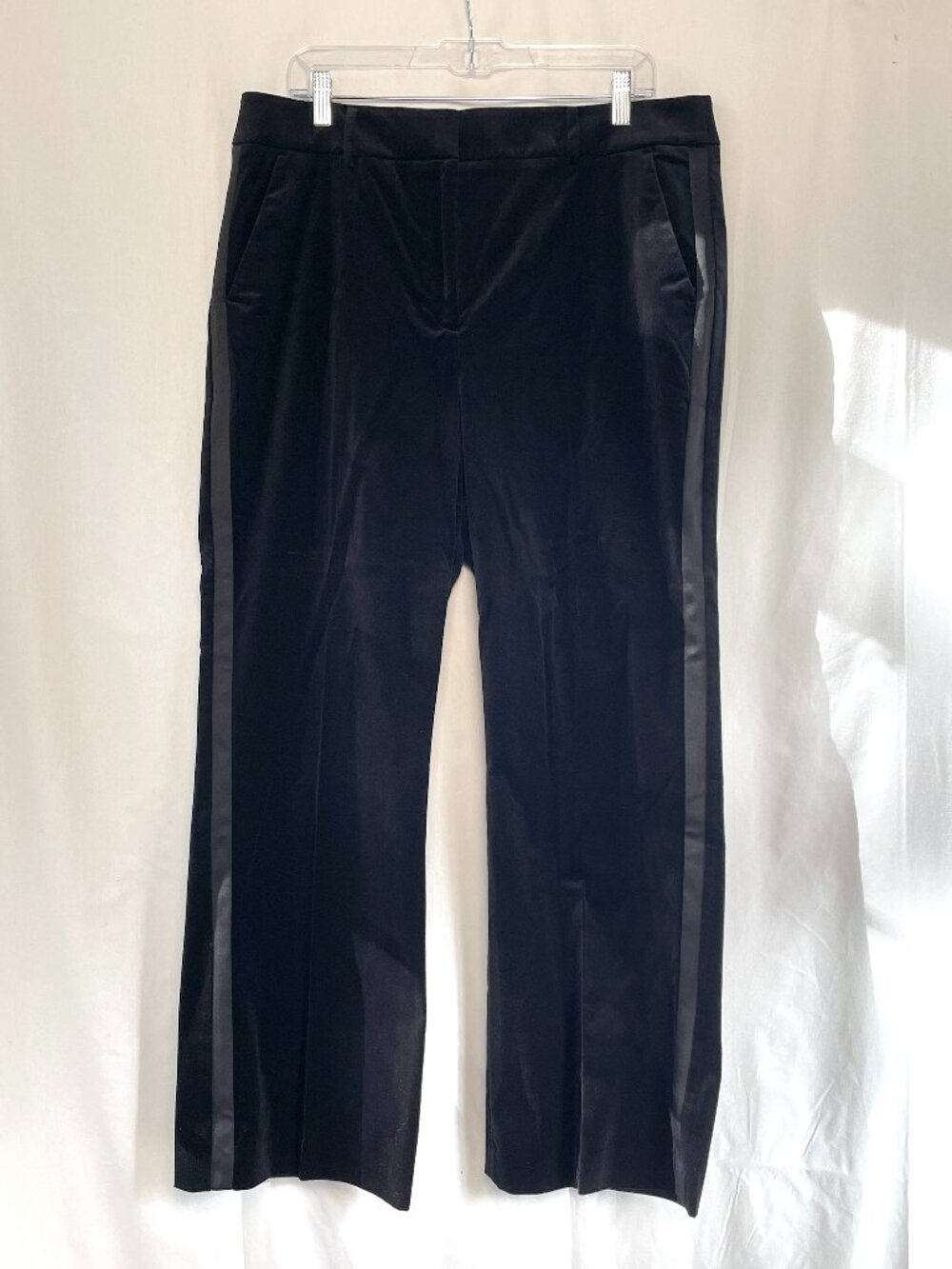 NWT Talbots Velvet Tuxedo Pants Satin Side Stripe Black - Size 16 Petite